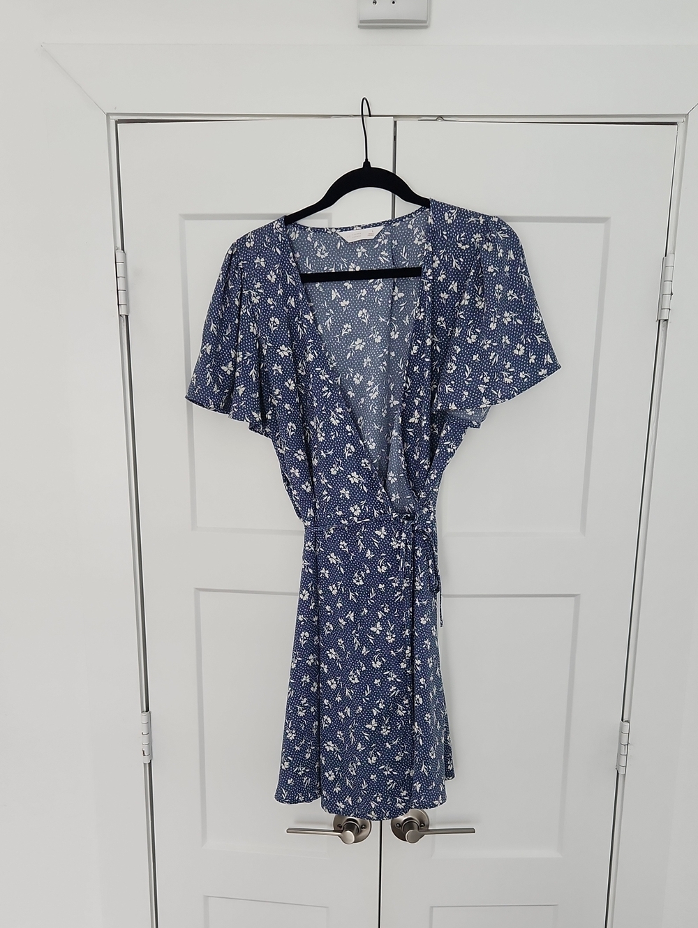 LC Lauren Conrad Navy Floral Wrap Mini Dress